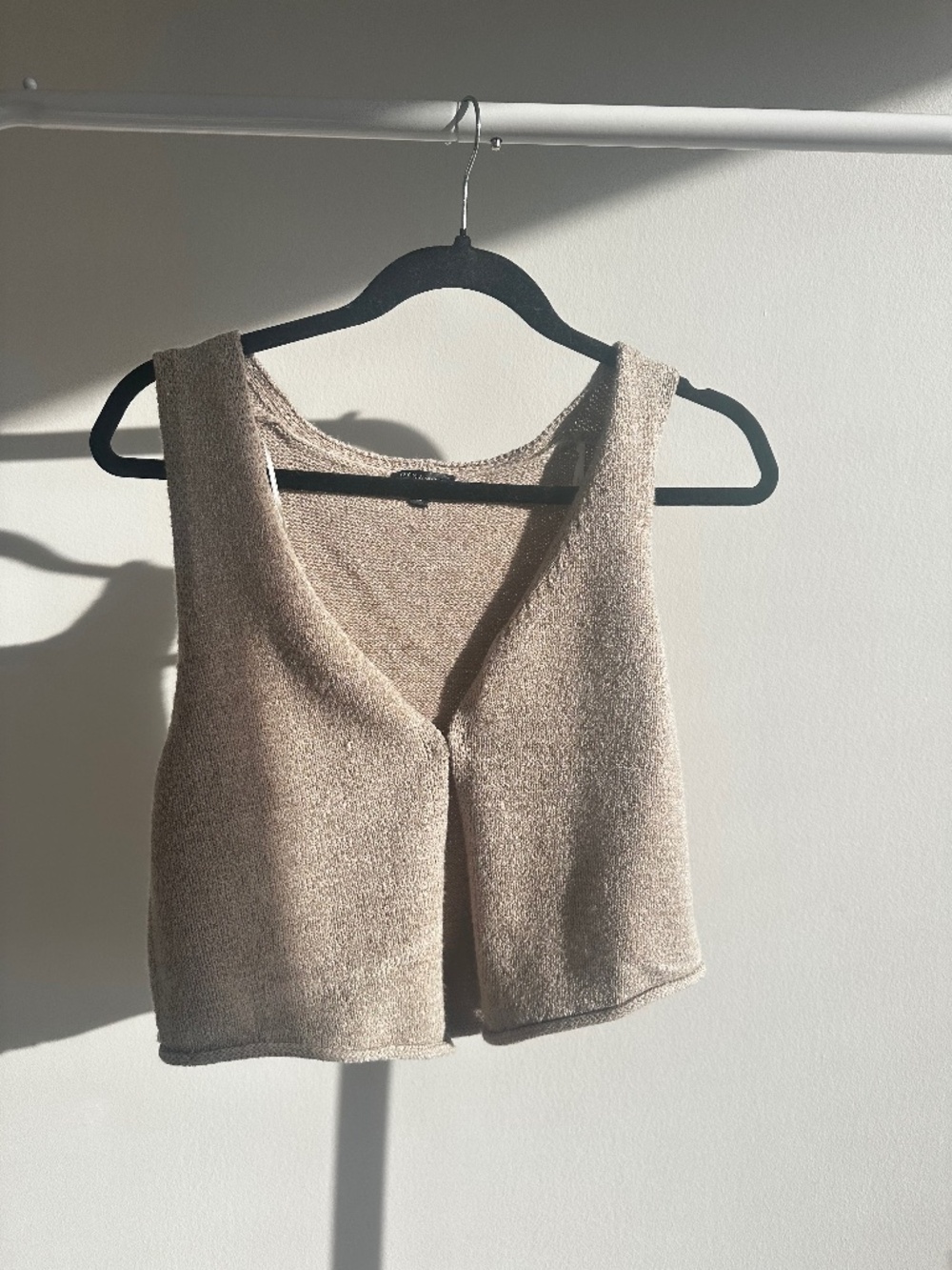 Beige Knit Cropped Vest